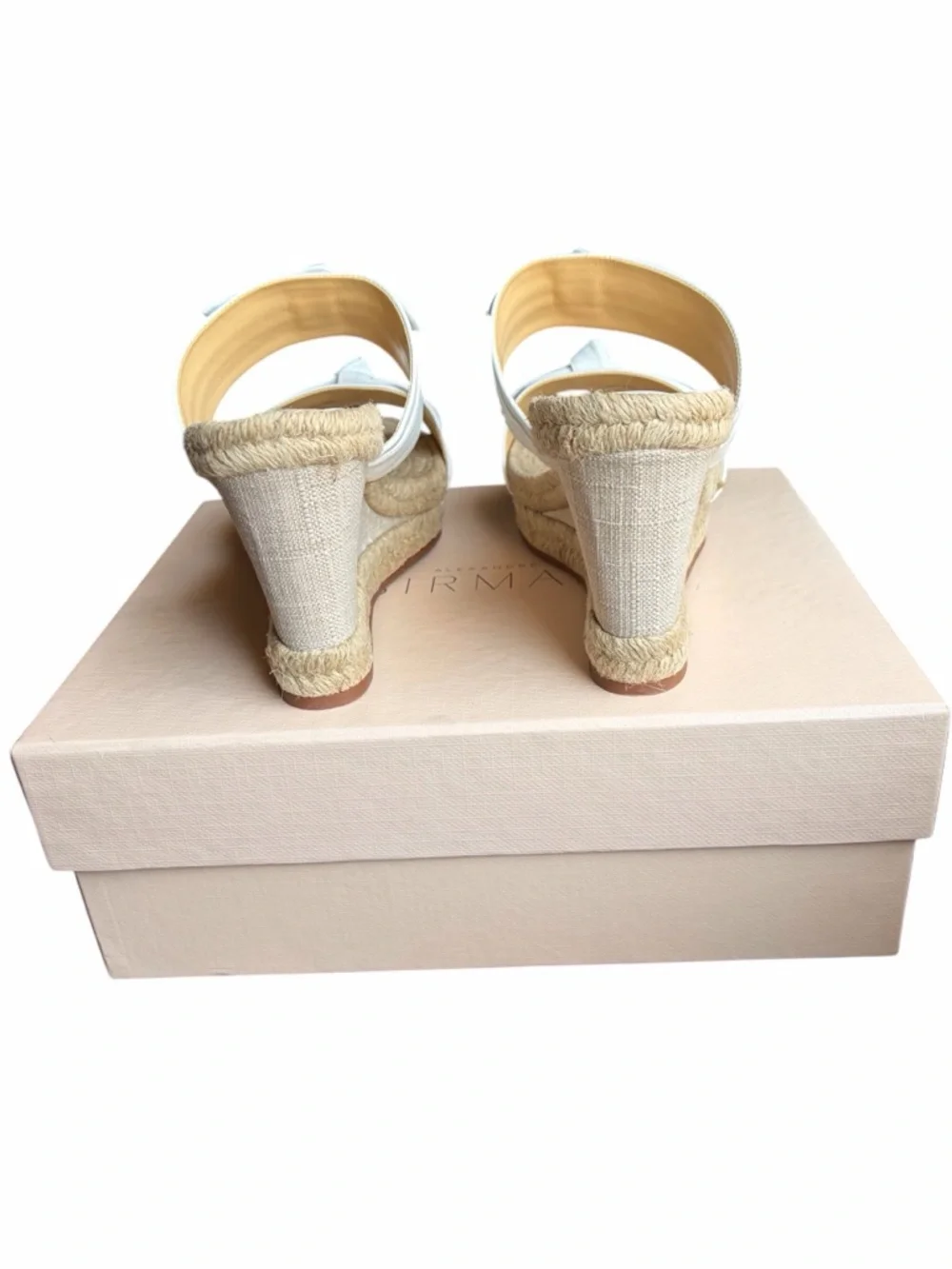 NEW Alexandre Birman Clarita Bow Leather Espadrille Wedge Sandals - 37.5 [7.5]